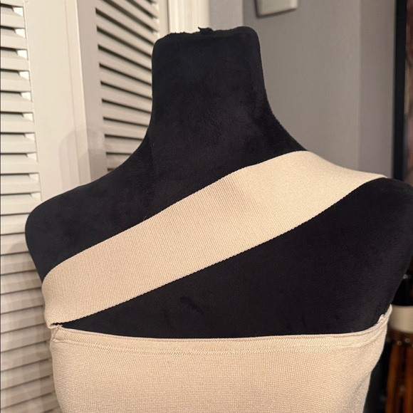 Express One-Shoulder Beige Dress - Picture 4 of 8